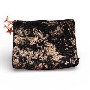 MAC Elegant Rose Gold and Black Glittery Makeup Pouch